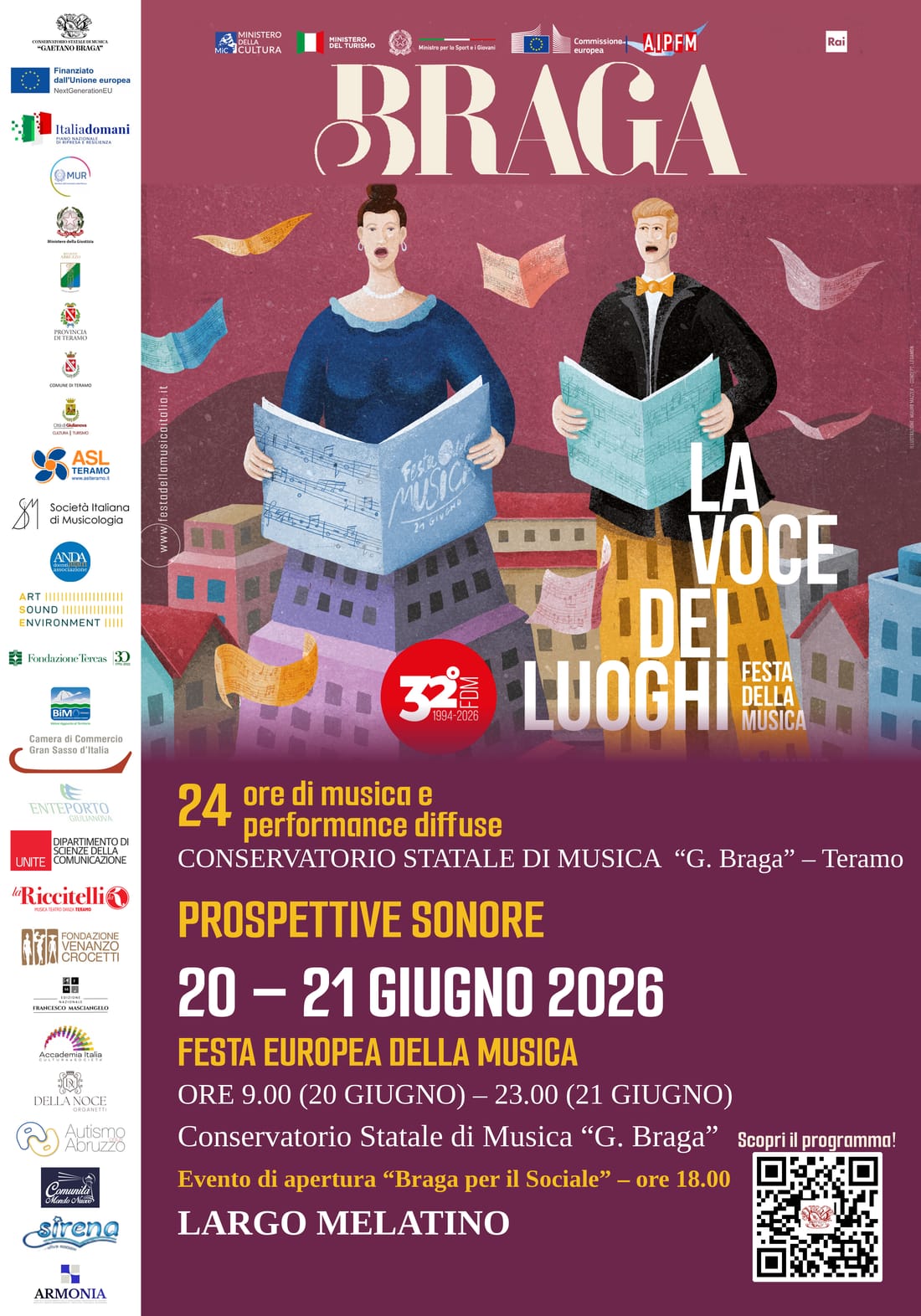 Manifesto ufficiale della Festa della Musica 2026 — Braga h24, La Voce dei Luoghi